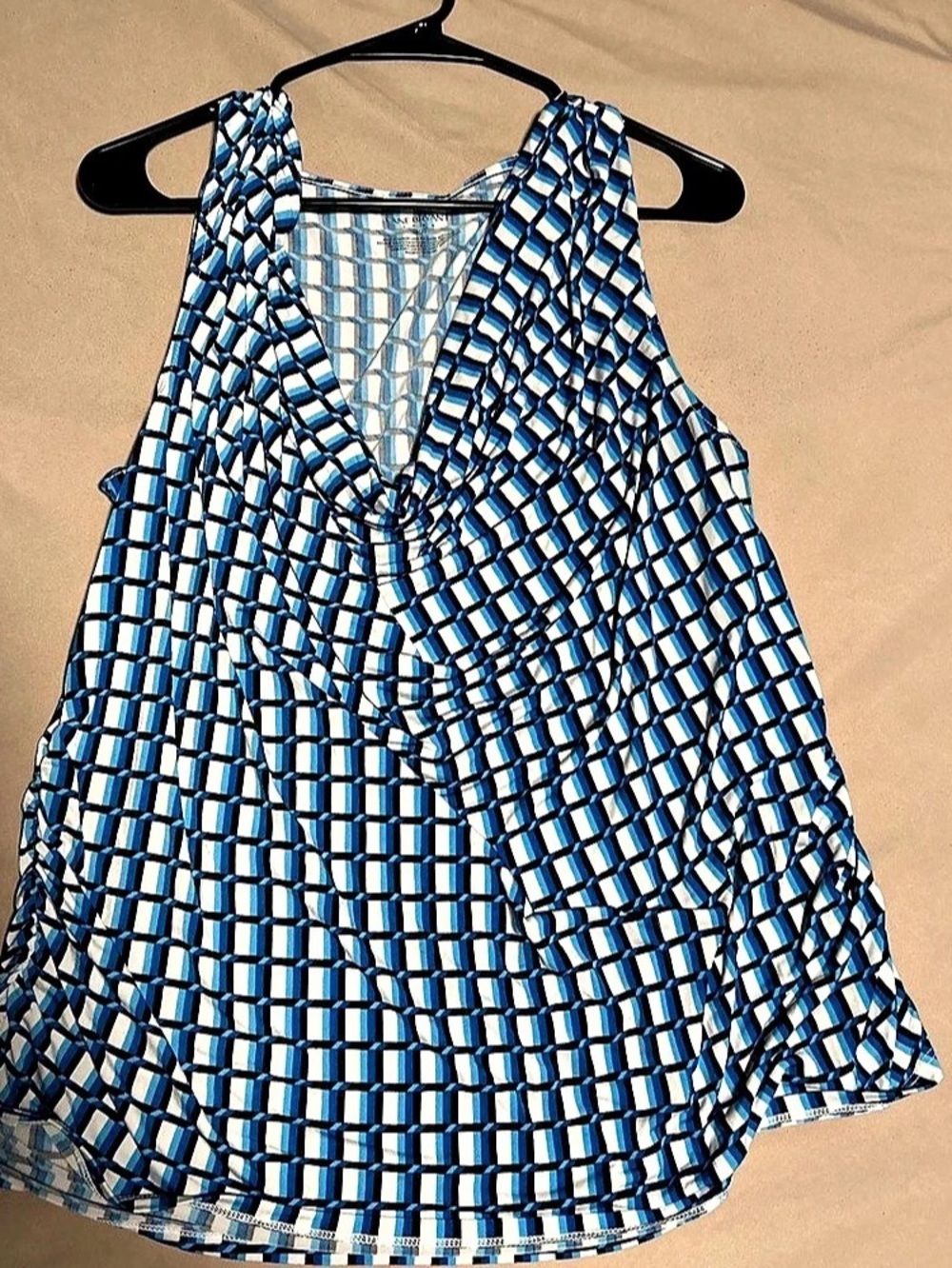 Lane Bryant Geometric Sleeveless Top in Blue & White Size 18/20